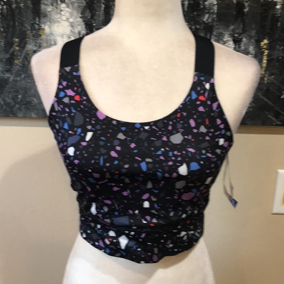 NWT Champion Wicking Anti-Odor Racer Back Black w/Multi- Colors Sports Bra-M - Picture 1 of 11